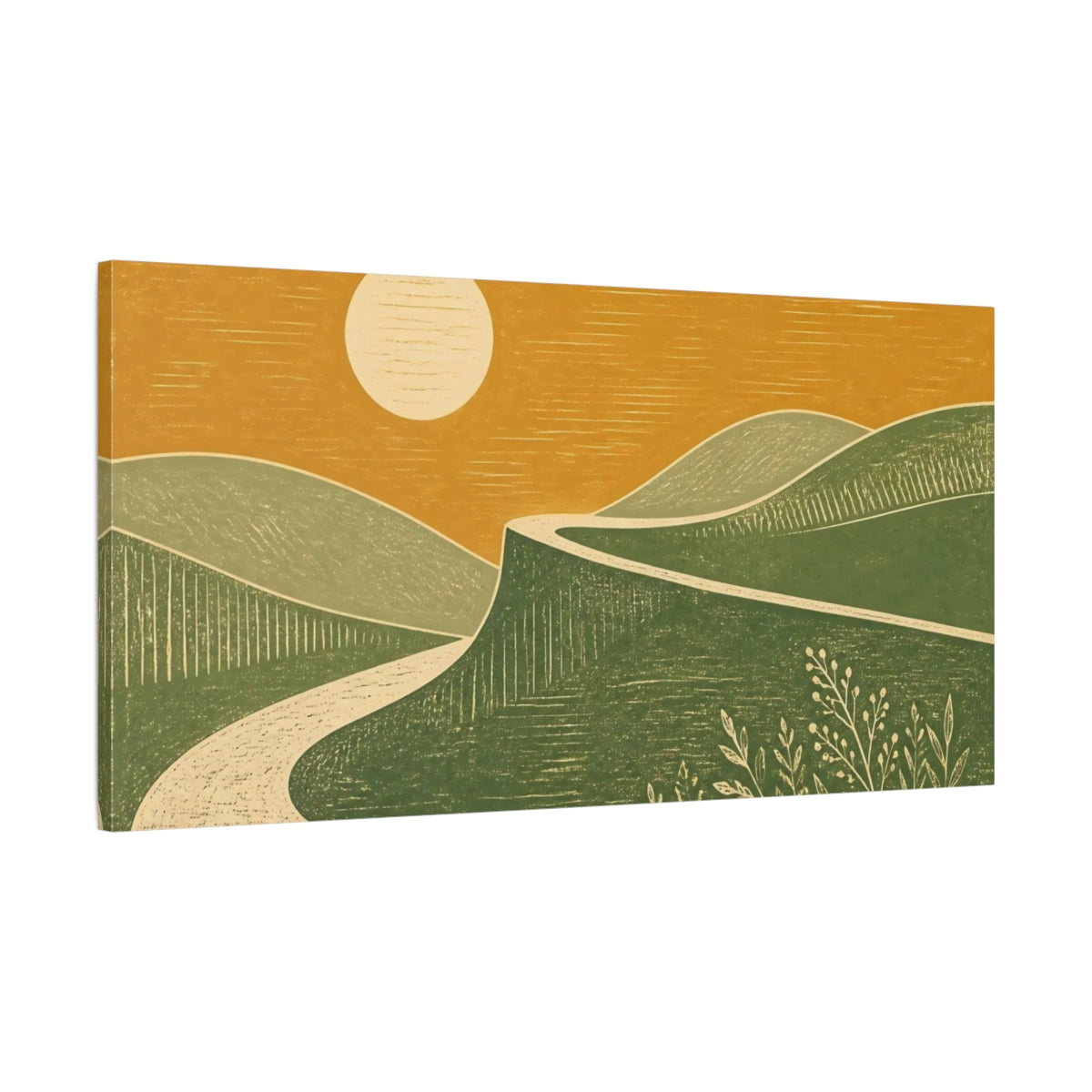 Main Mockup. Sunlit Rolling Hills shown as canvas print