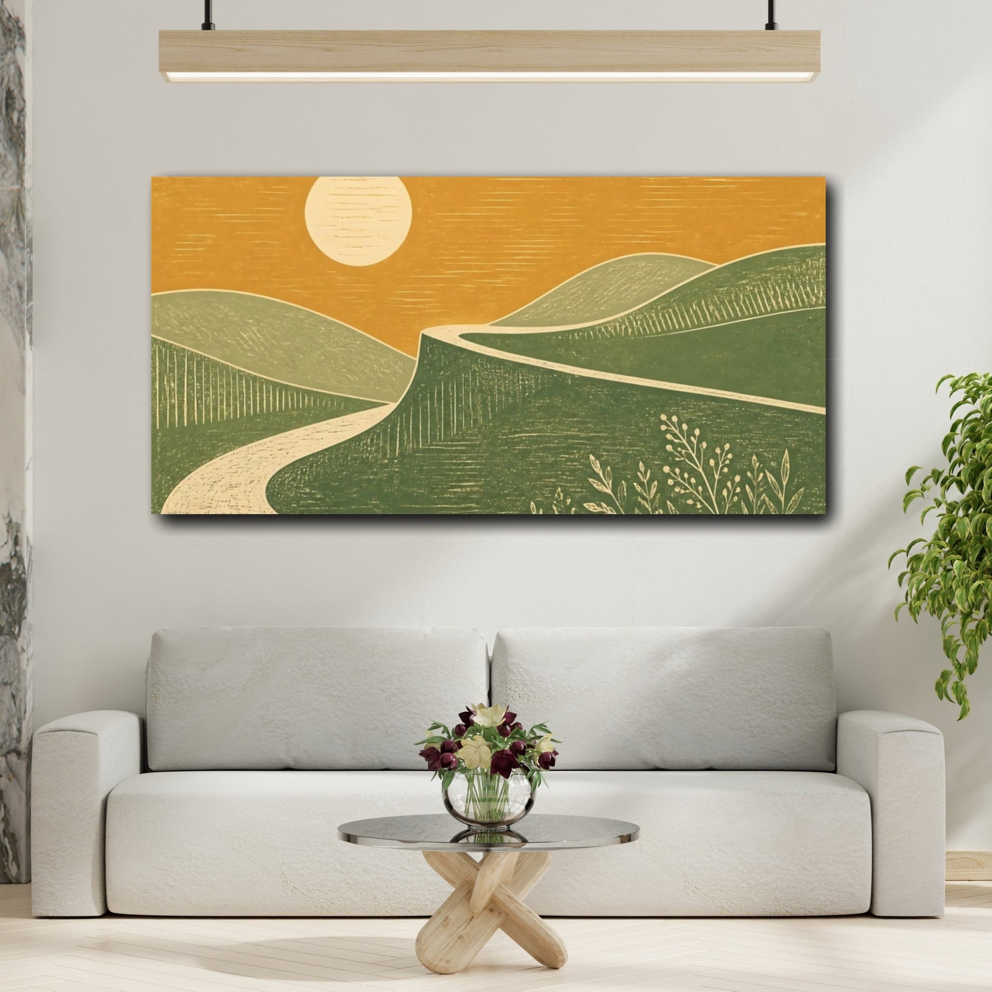 Mockup 2. Sunlit Rolling Hills shown as canvas print