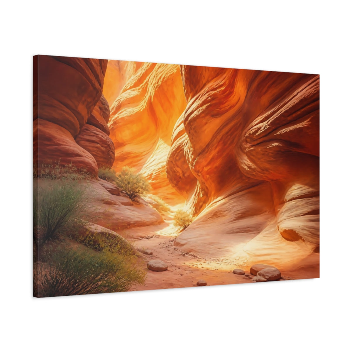Main Mockup. Sunlit Slot Canyon shown as canvas print