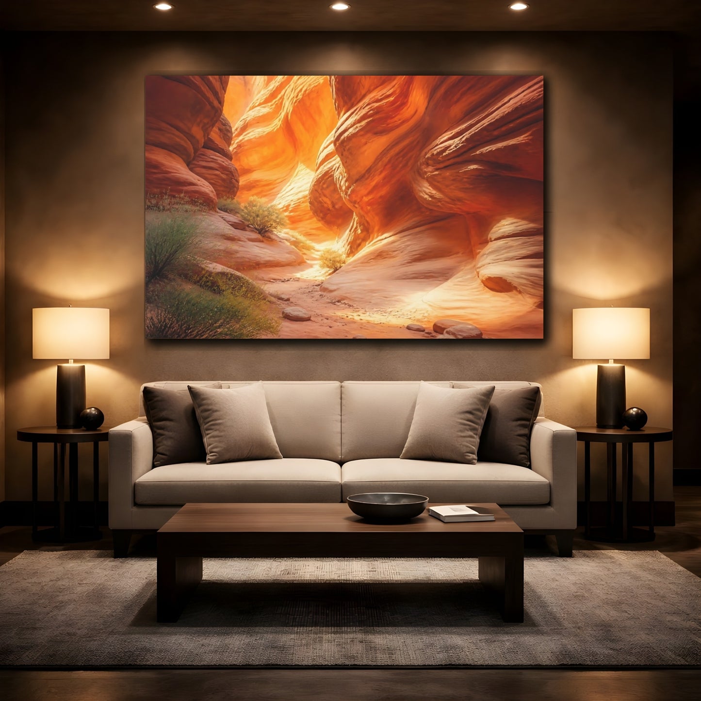 Mockup 2. Sunlit Slot Canyon shown as canvas print