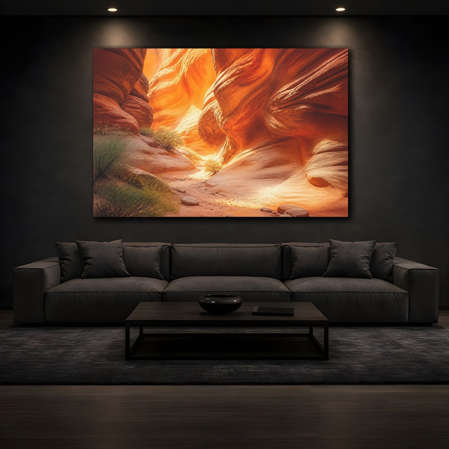 Mockup 3. Sunlit Slot Canyon shown as canvas print