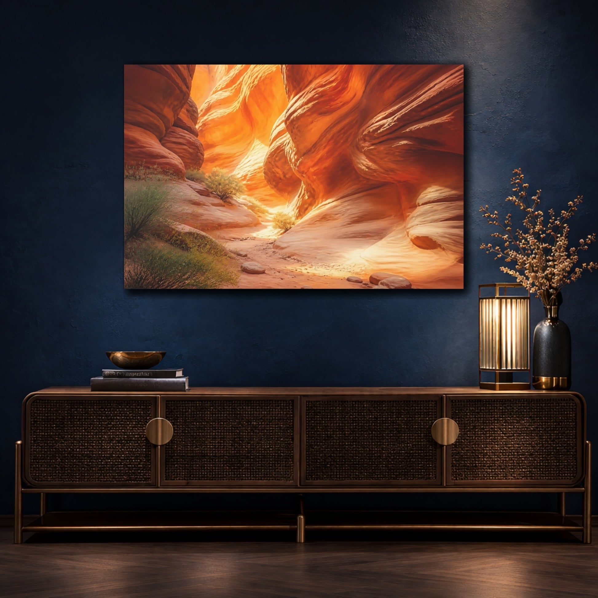 Mockup 4. Sunlit Slot Canyon shown as canvas print