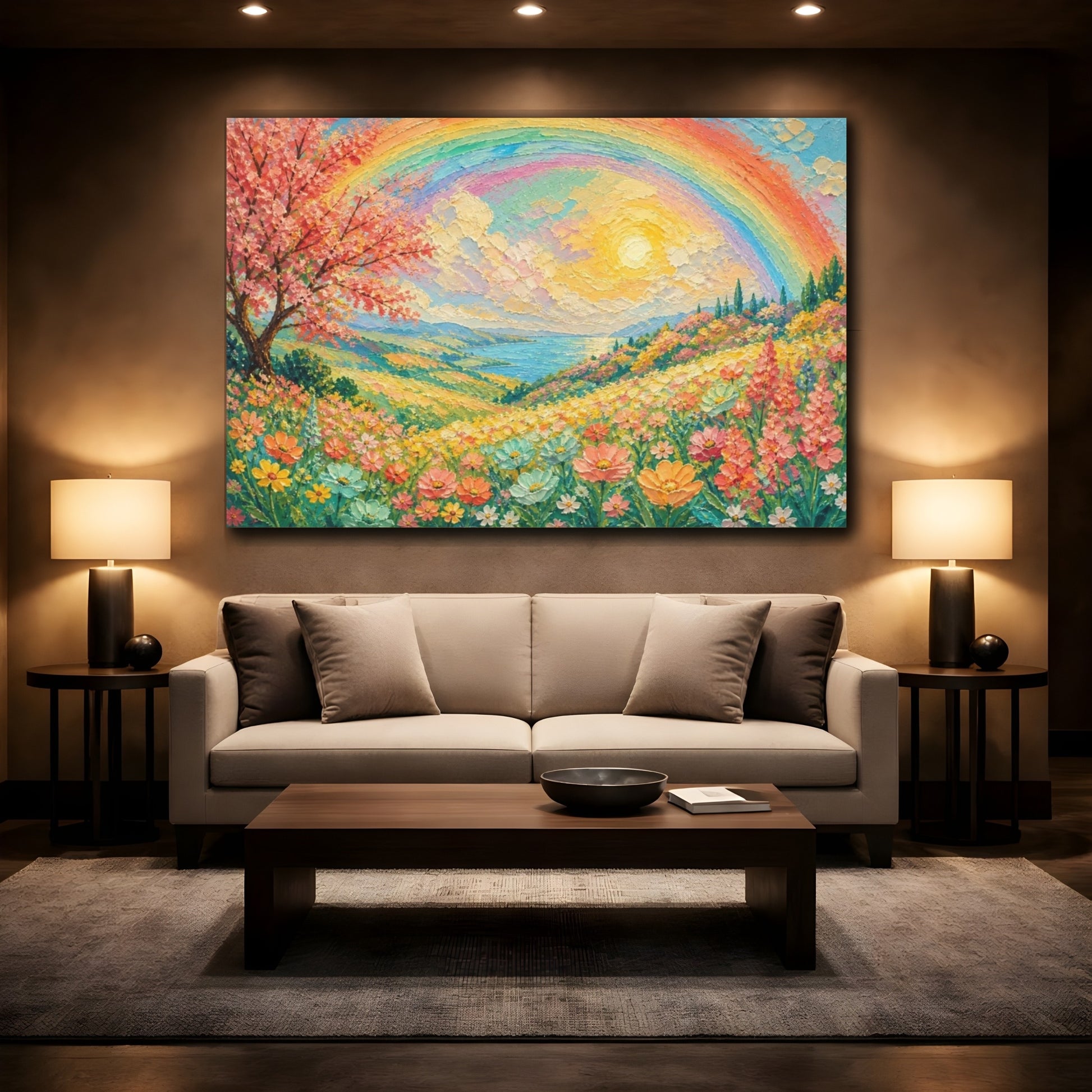Mockup 2. Sunlit Wildflower Meadow shown as canvas print
