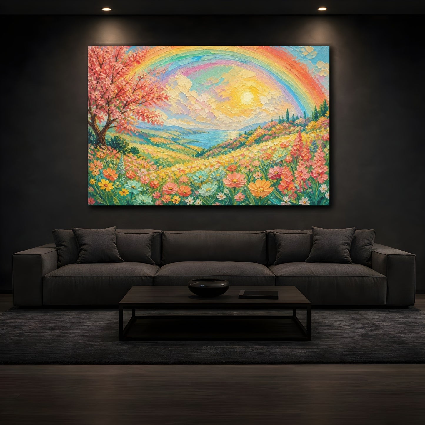 Mockup 3. Sunlit Wildflower Meadow shown as canvas print