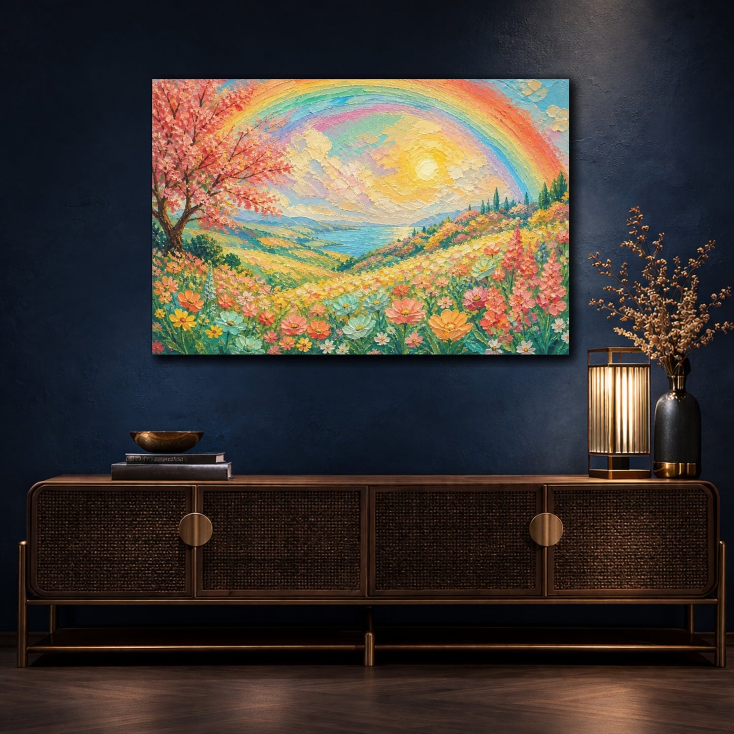 Mockup 4. Sunlit Wildflower Meadow shown as canvas print
