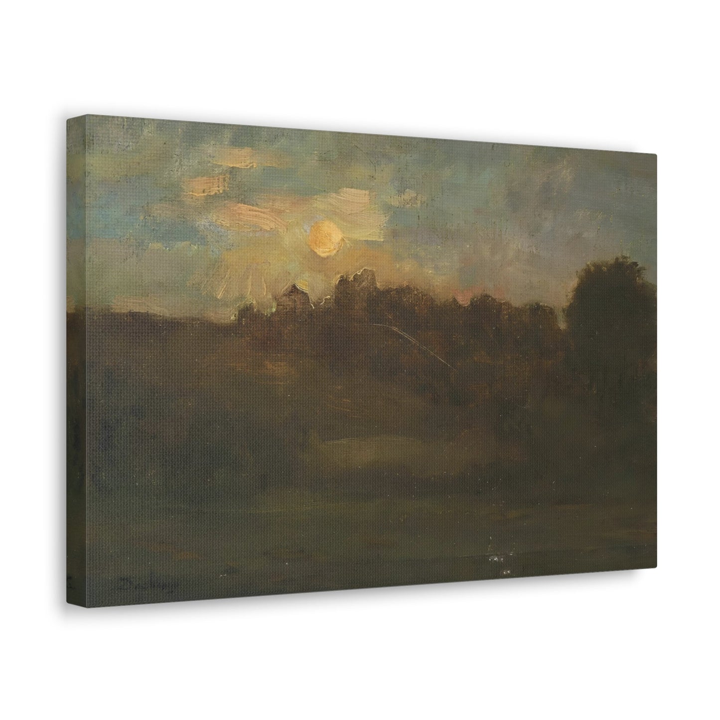 Sunrise River Banks Canvas Print - Riverbanks Landscape Wall Art Decor at Dawn