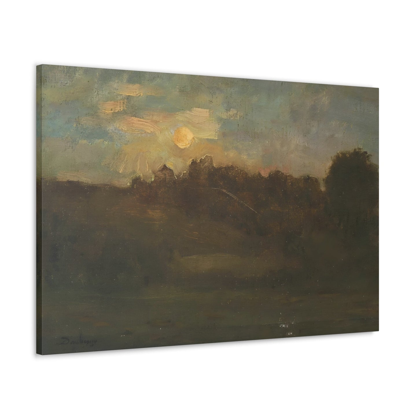 Sunrise River Banks Canvas Print - Riverbanks Landscape Wall Art Decor at Dawn