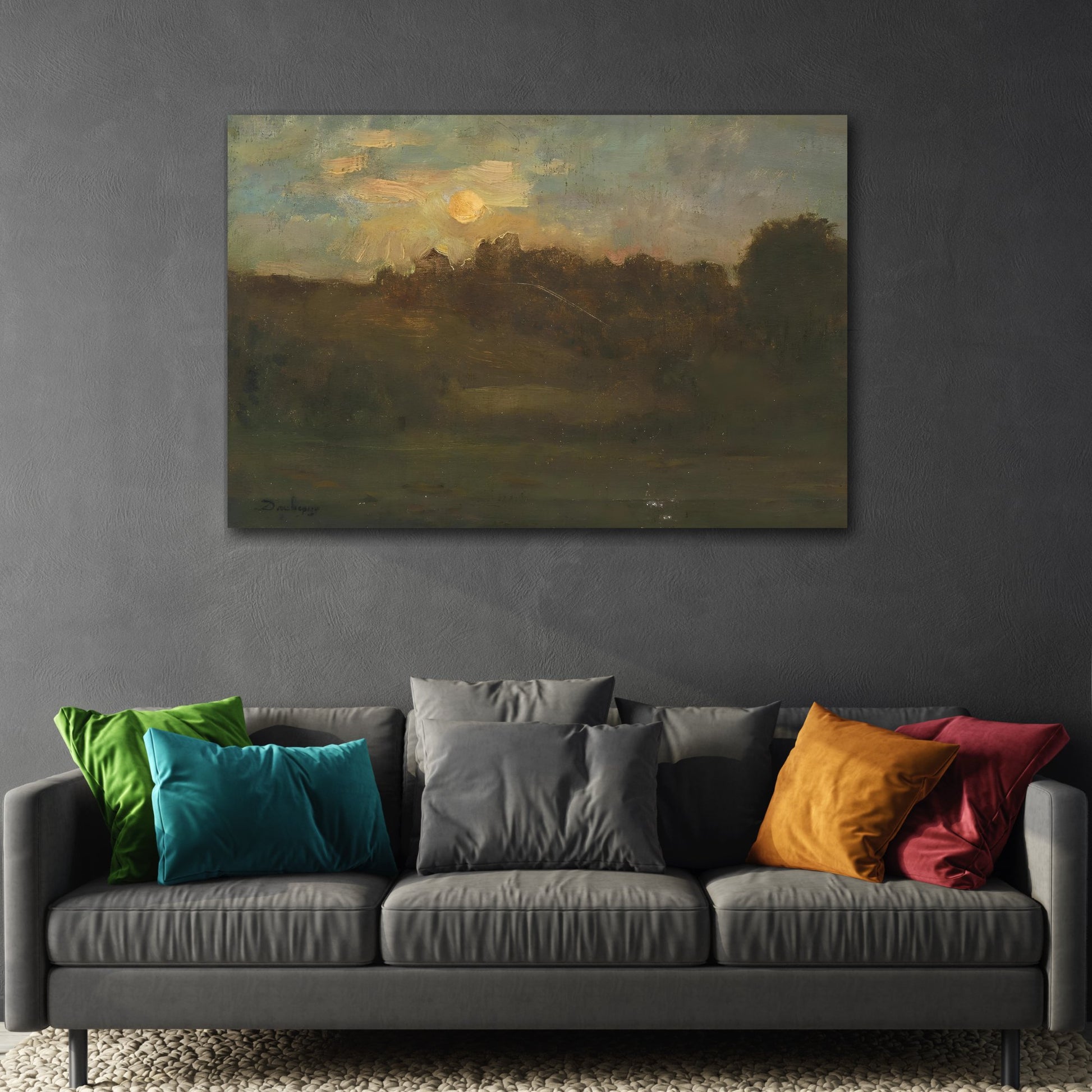 Sunrise River Banks Canvas Print - Riverbanks Landscape Wall Art Decor at Dawn