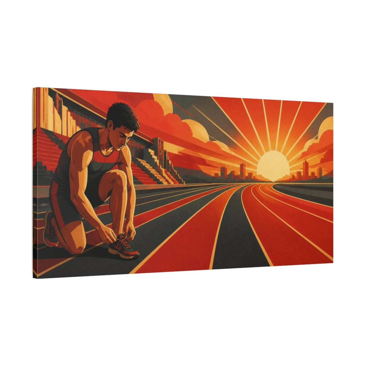 Main Mockup. Sunrise Runner Motivation shown as canvas print