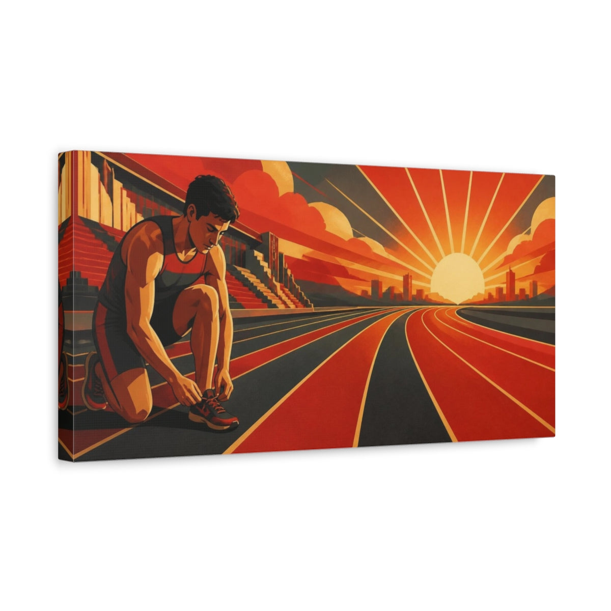 Side Mockup 3. Sunrise Runner Motivation shown as canvas print