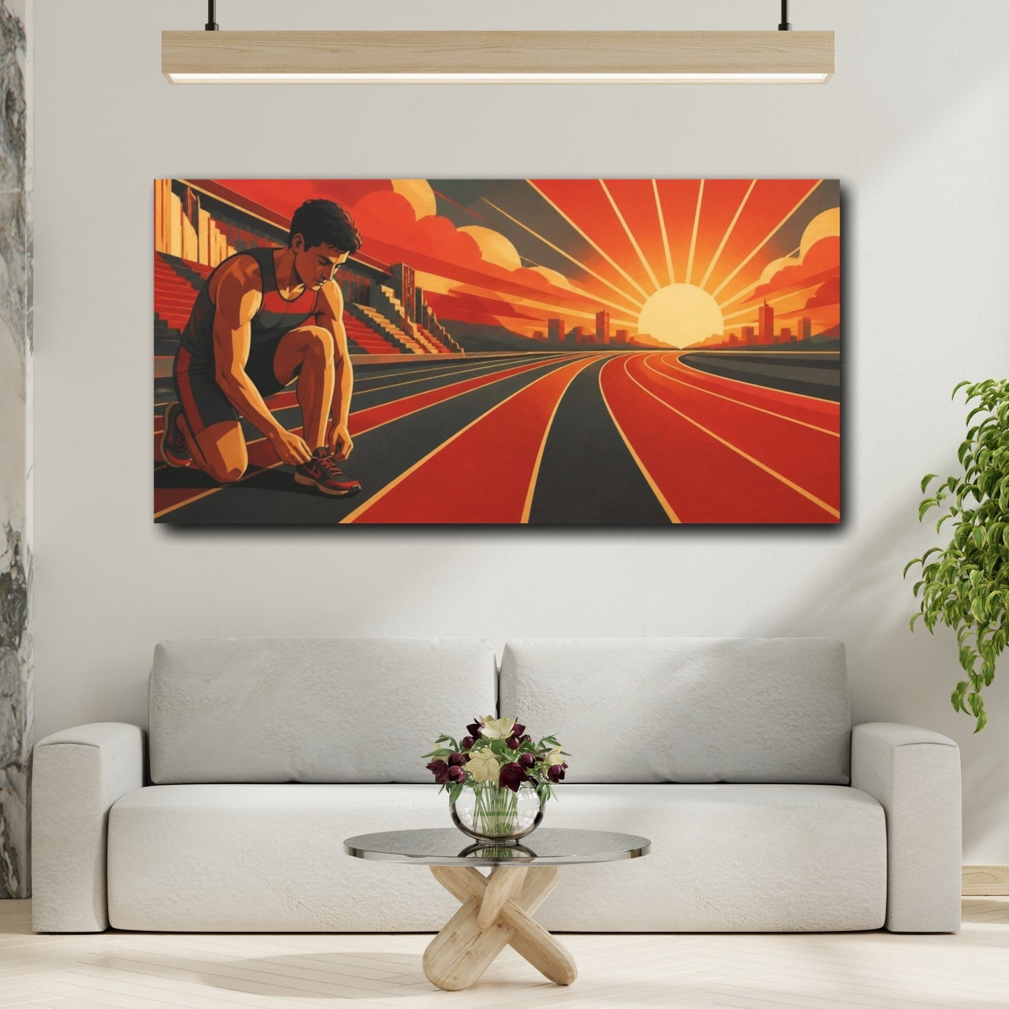 Mockup 2. Sunrise Runner Motivation shown as canvas print