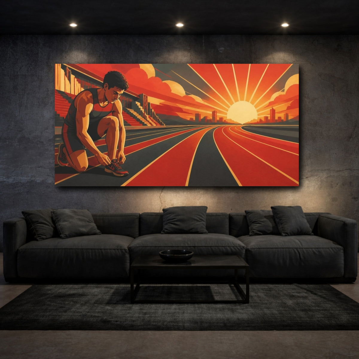 Mockup 3. Sunrise Runner Motivation shown as canvas print