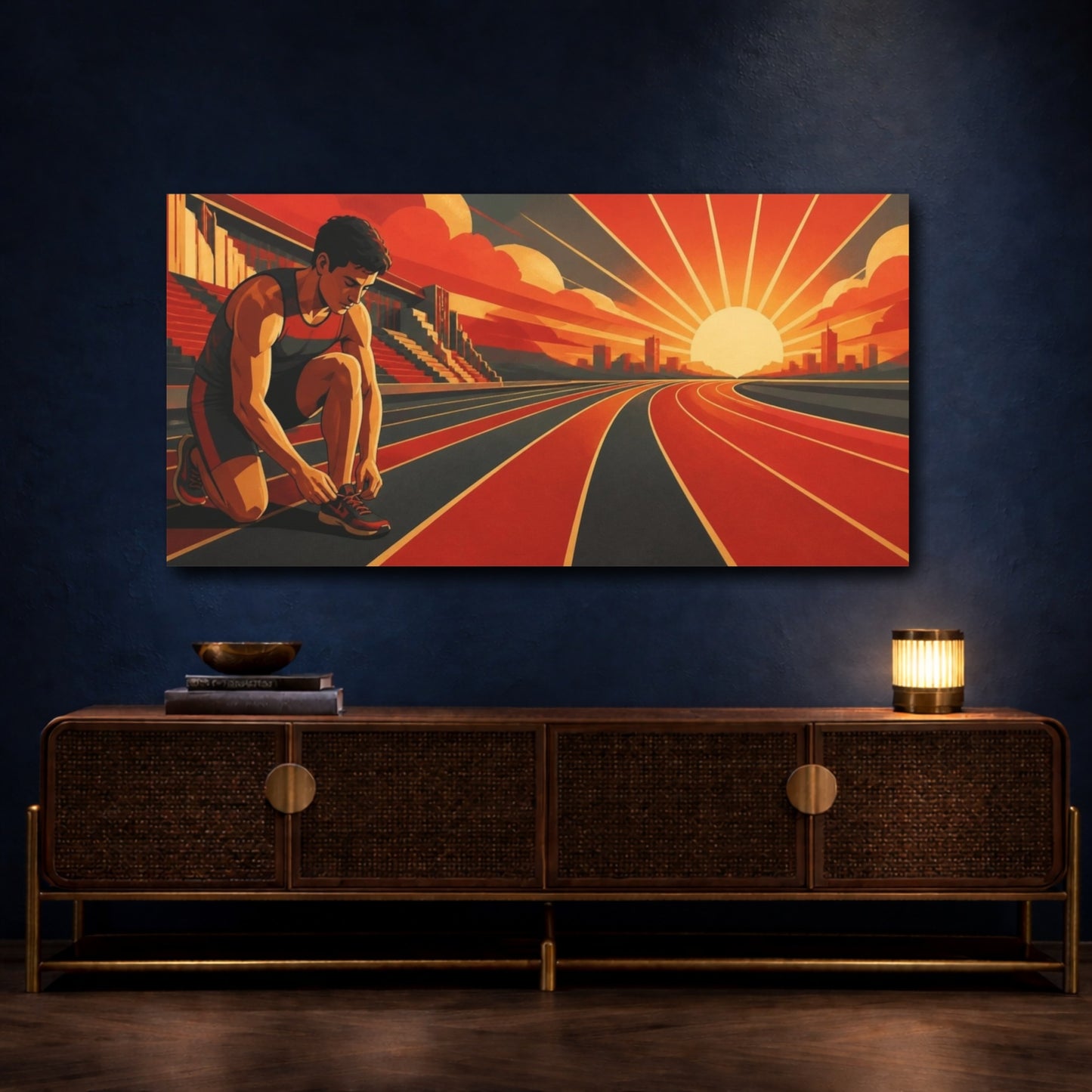 Mockup 4. Sunrise Runner Motivation shown as canvas print
