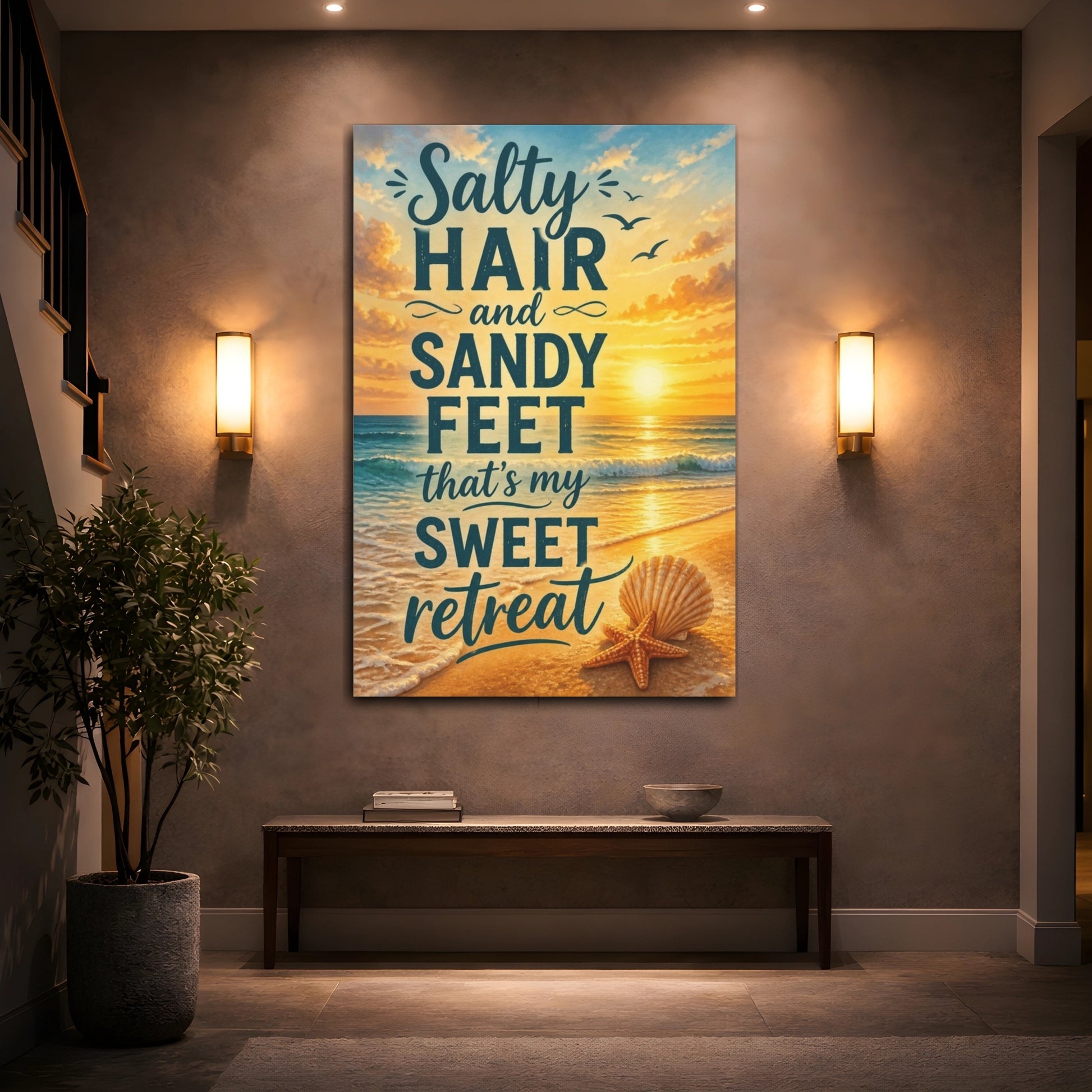 Mockup 2. Sunset Beach Quotes shown as canvas print
