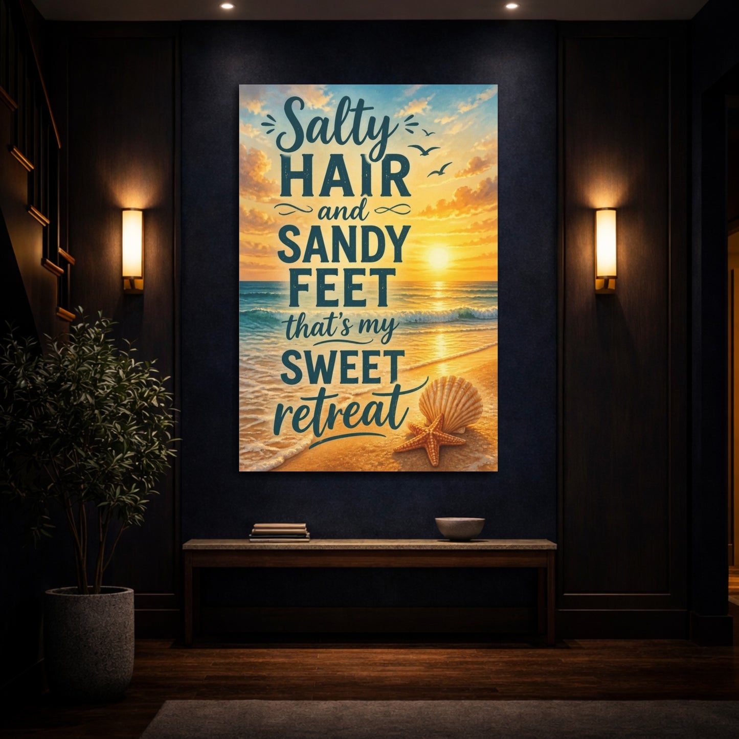 Mockup 4. Sunset Beach Quotes shown as canvas print