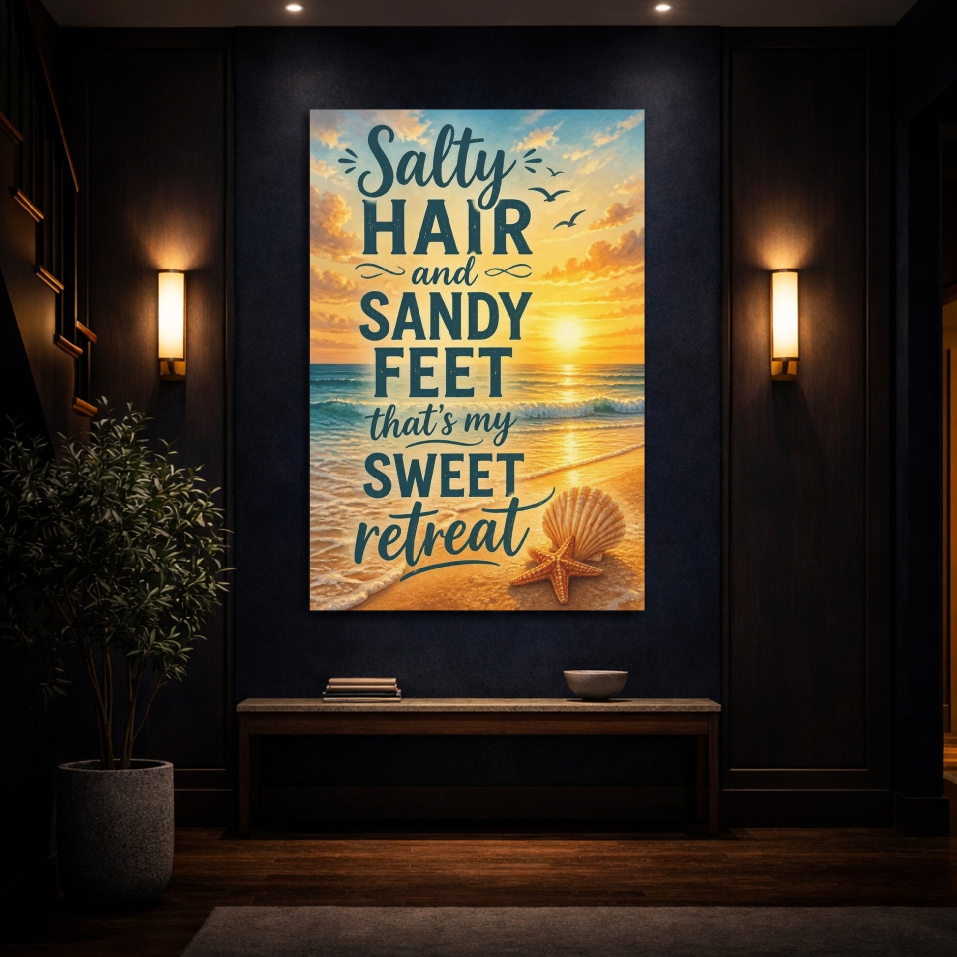 Mockup 4. Sunset Beach Quotes shown as canvas print