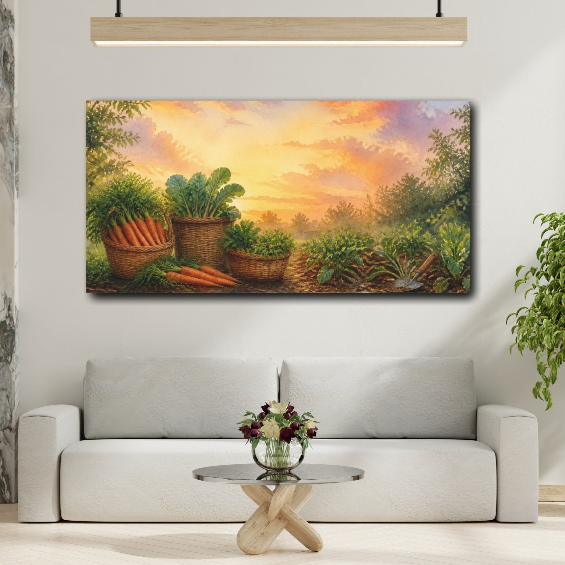 Mockup 2. Sunset Carrot Harvest shown as canvas print
