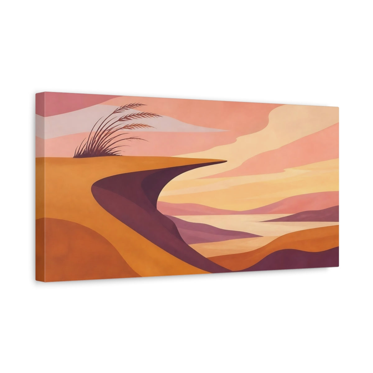 Side Mockup 3. Sunset Cliff Edge shown as canvas print