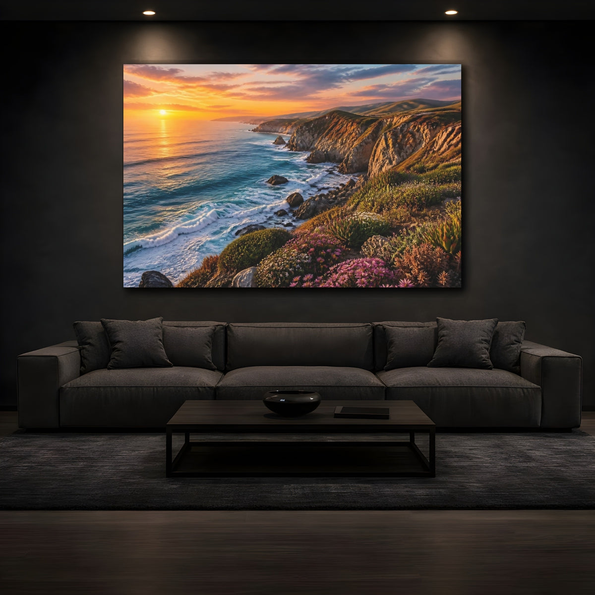 Mockup 3. Sunset Coastal Landscape shown as canvas print