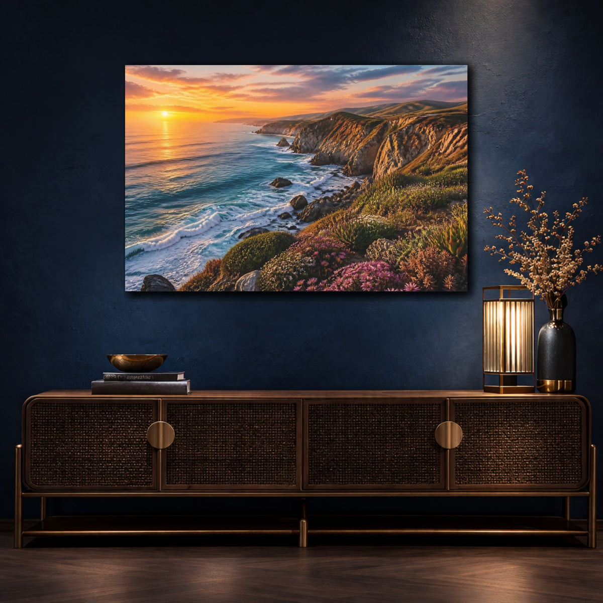 Mockup 4. Sunset Coastal Landscape shown as canvas print