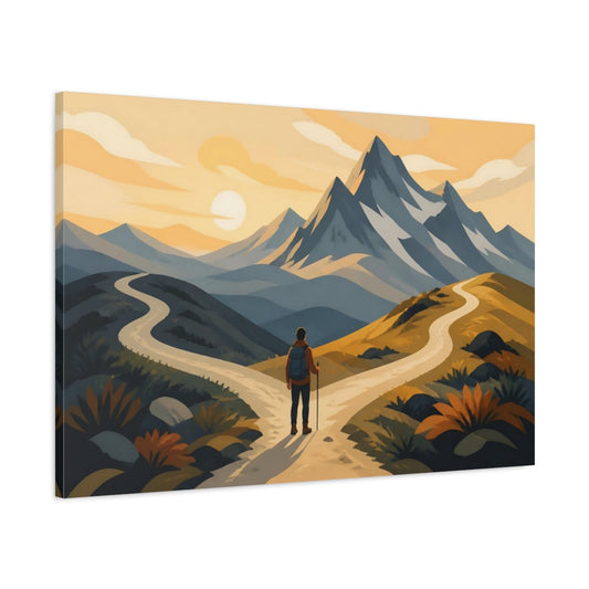 Main Mockup. Sunset Mountain Path shown as canvas print