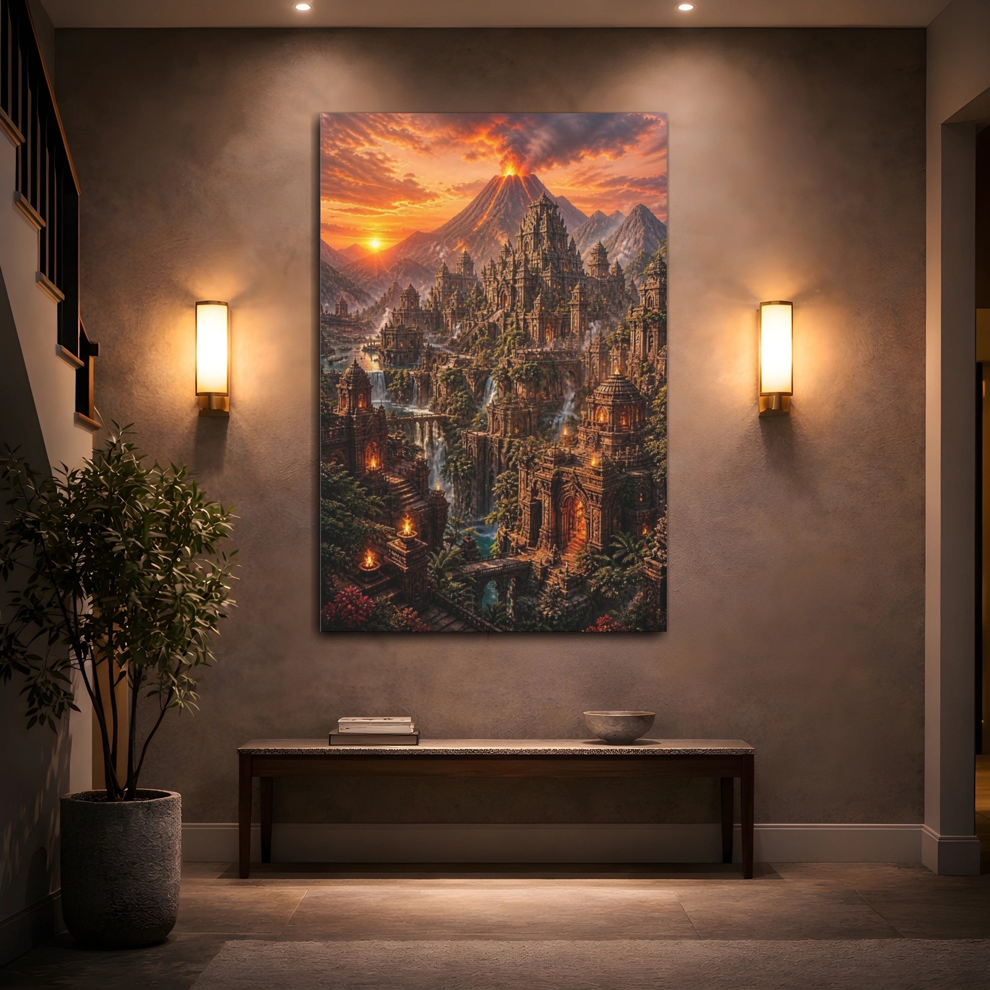 Mockup 2. Sunset Temple City shown as canvas print