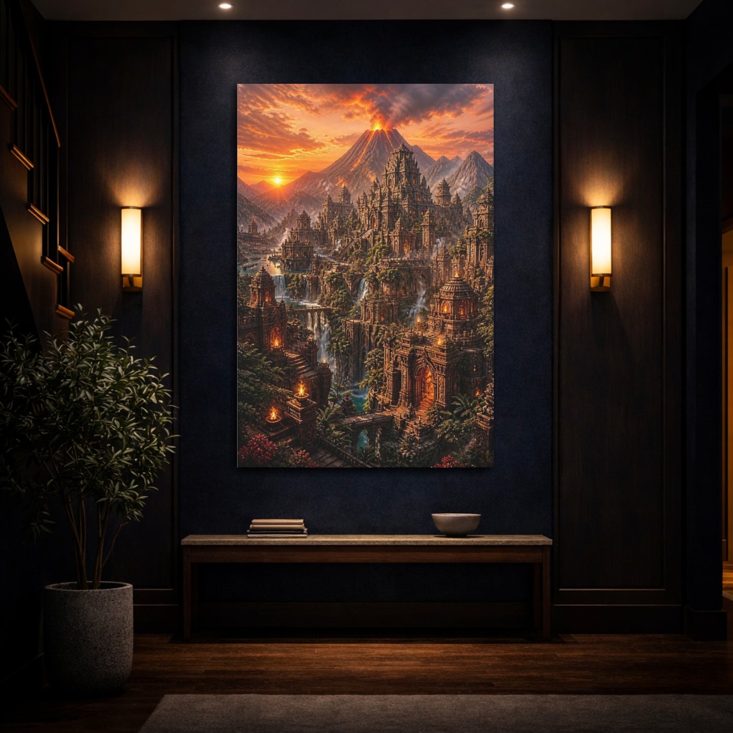 Mockup 4. Sunset Temple City shown as canvas print