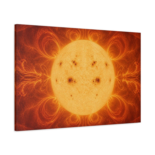 Main Mockup. Sunspots On Solar Disk shown as canvas print