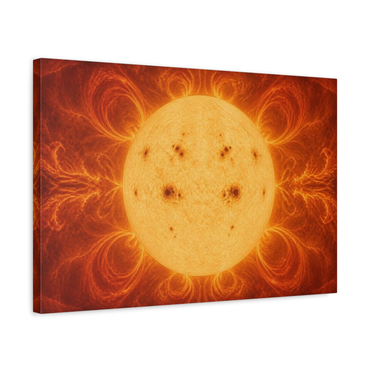 Side Mockup 3. Sunspots On Solar Disk shown as canvas print