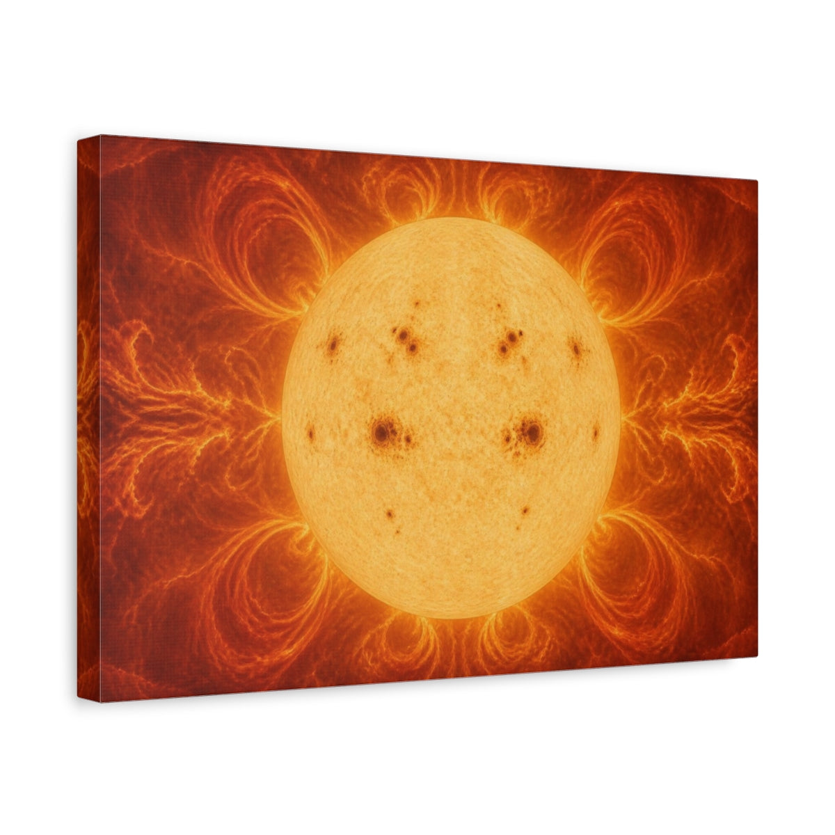 Side Mockup 4. Sunspots On Solar Disk shown as canvas print