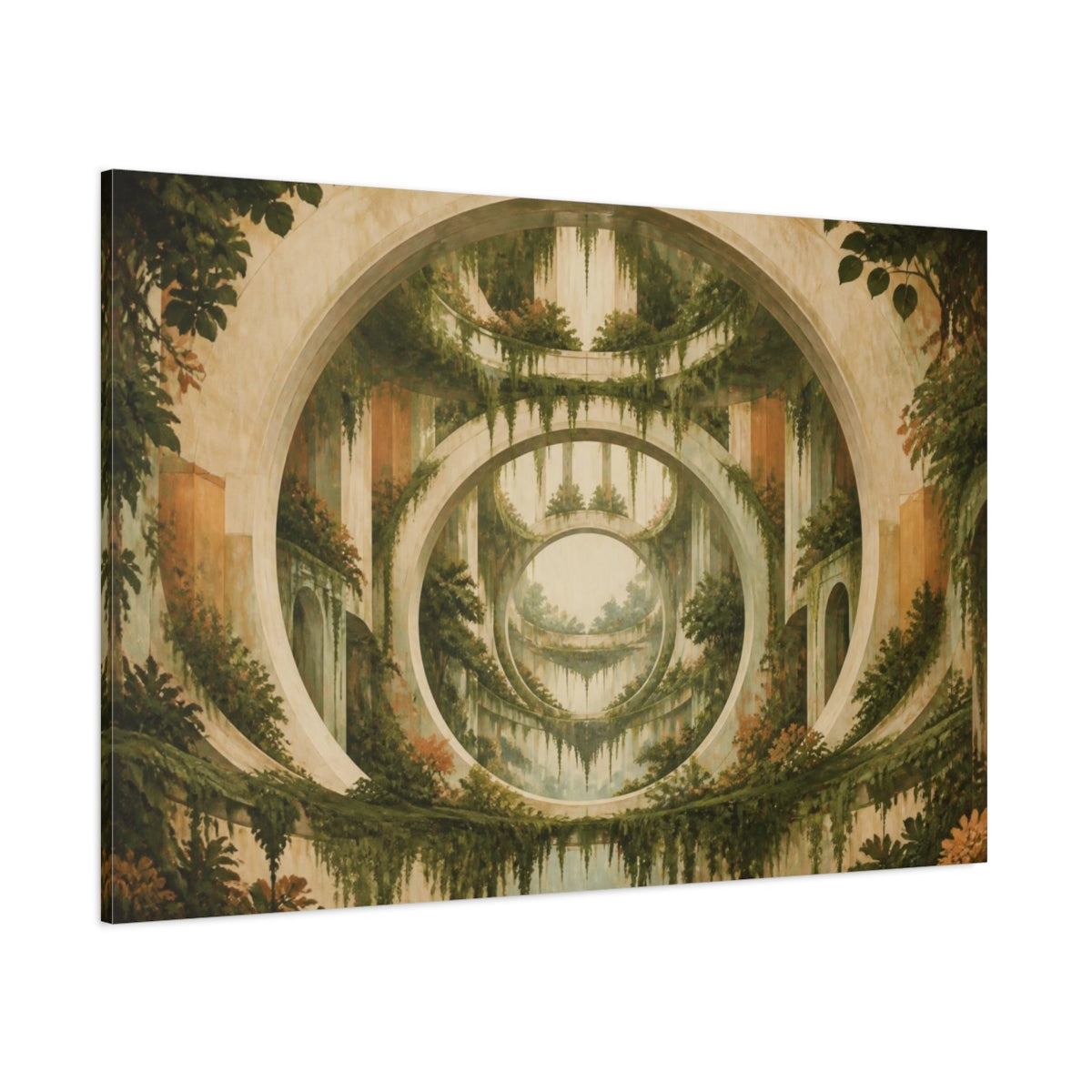 Side Mockup 1. Suspended Forest Arches shown as canvas print