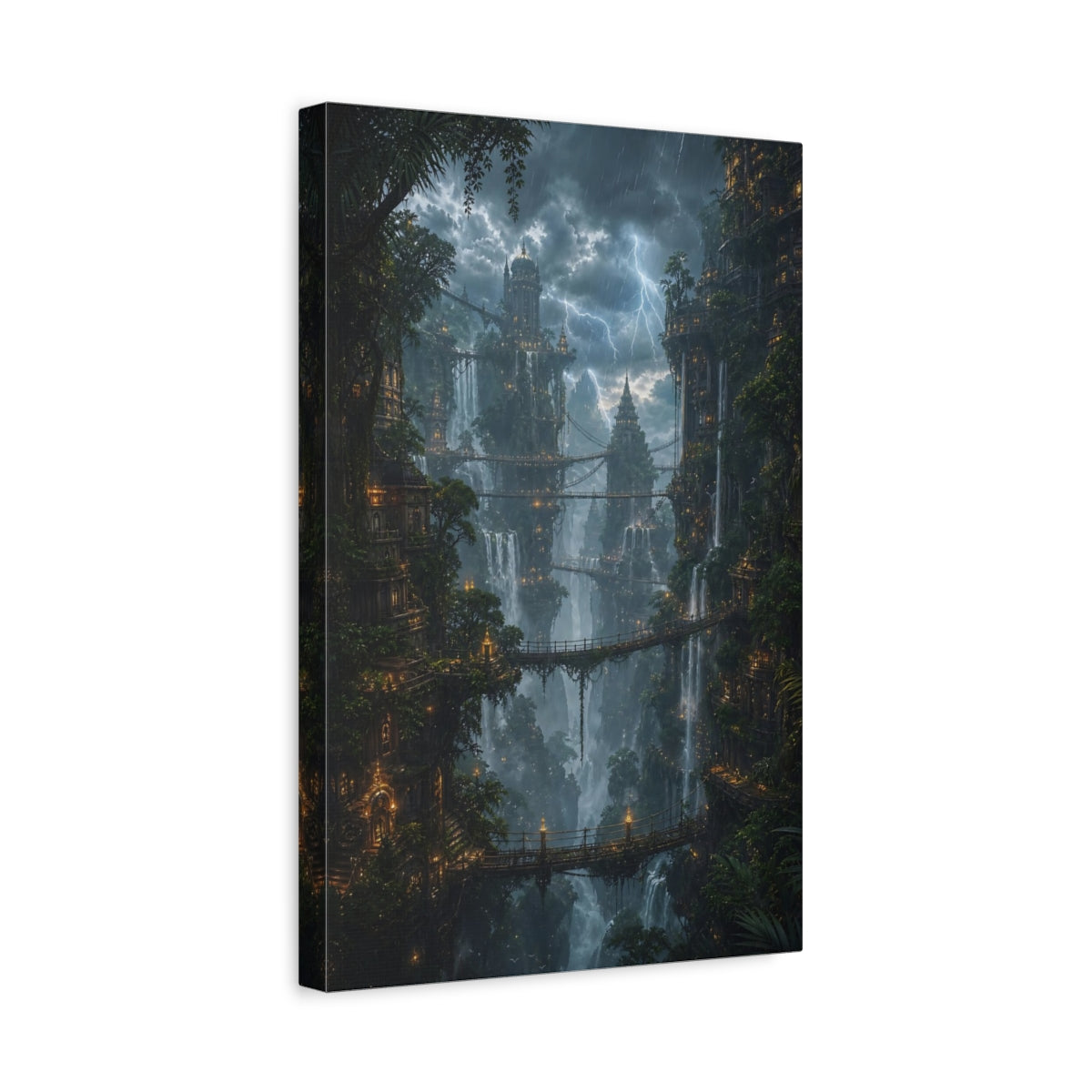 Side Mockup 4. Suspended Waterfall City shown as canvas print