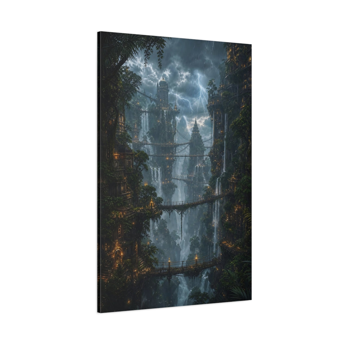 Side Mockup 1. Suspended Waterfall City shown as canvas print