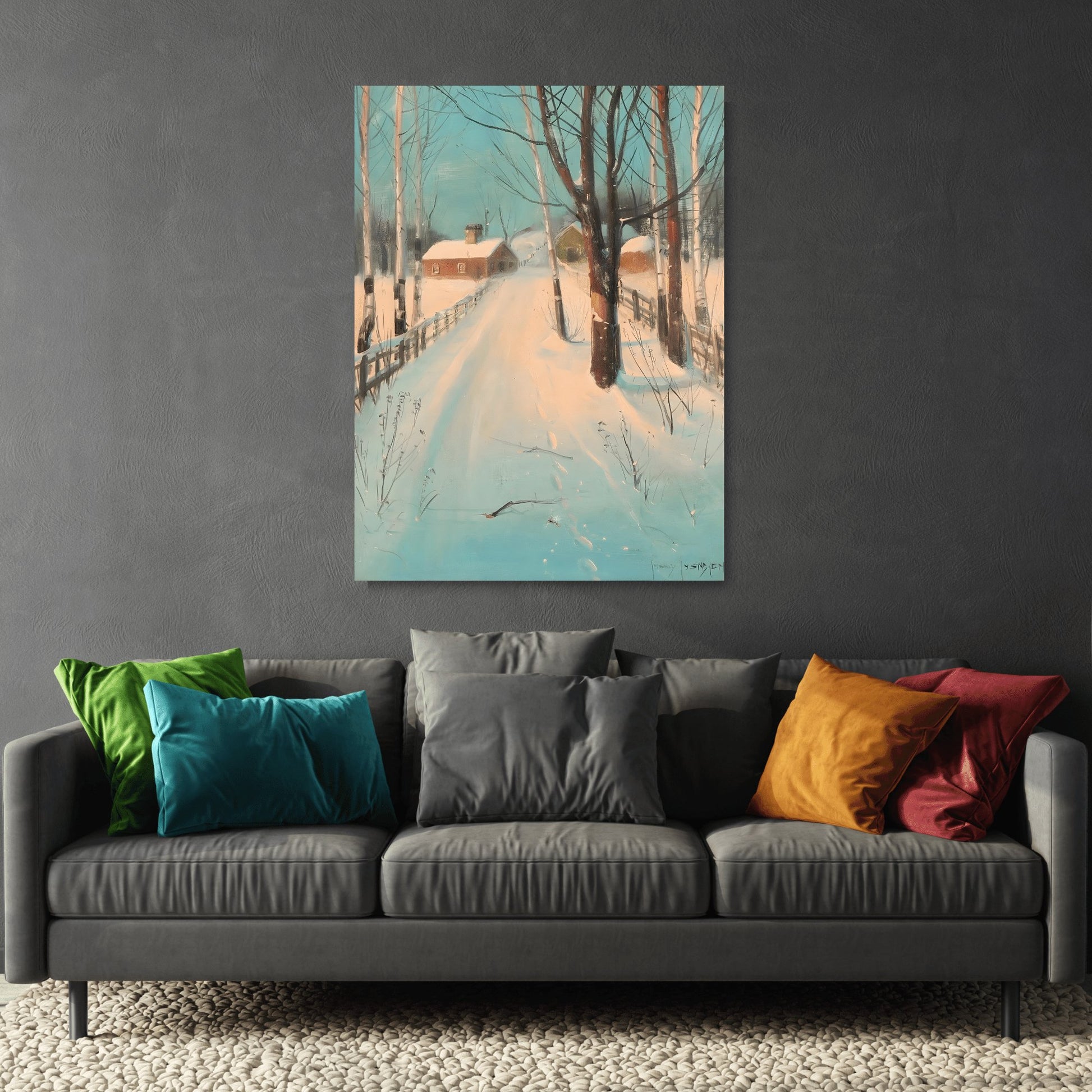 Svend Svendsen Birch Lined Road Winter - Canvas Art Reproduction