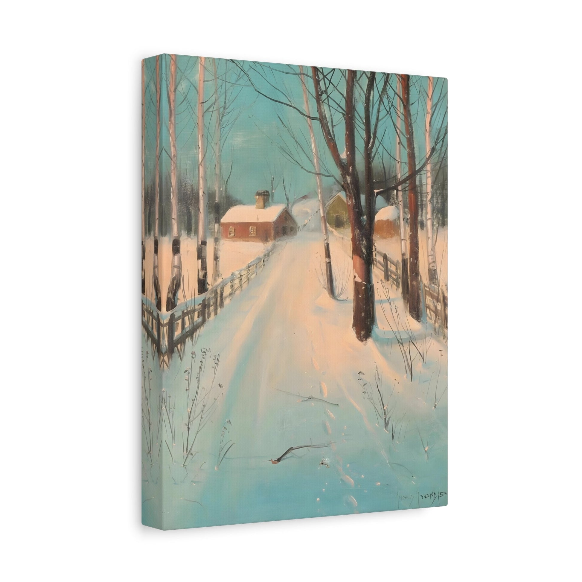 Svend Svendsen Birch Lined Road Winter - Canvas Art Reproduction