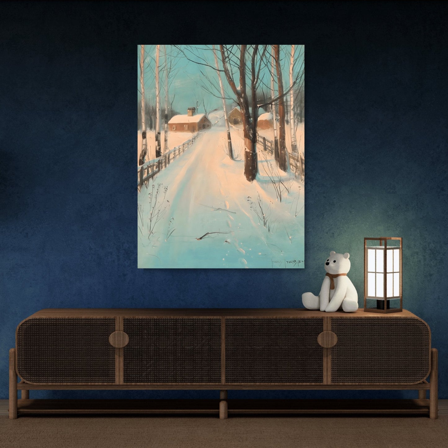 Svend Svendsen Birch Lined Road Winter - Canvas Art Reproduction