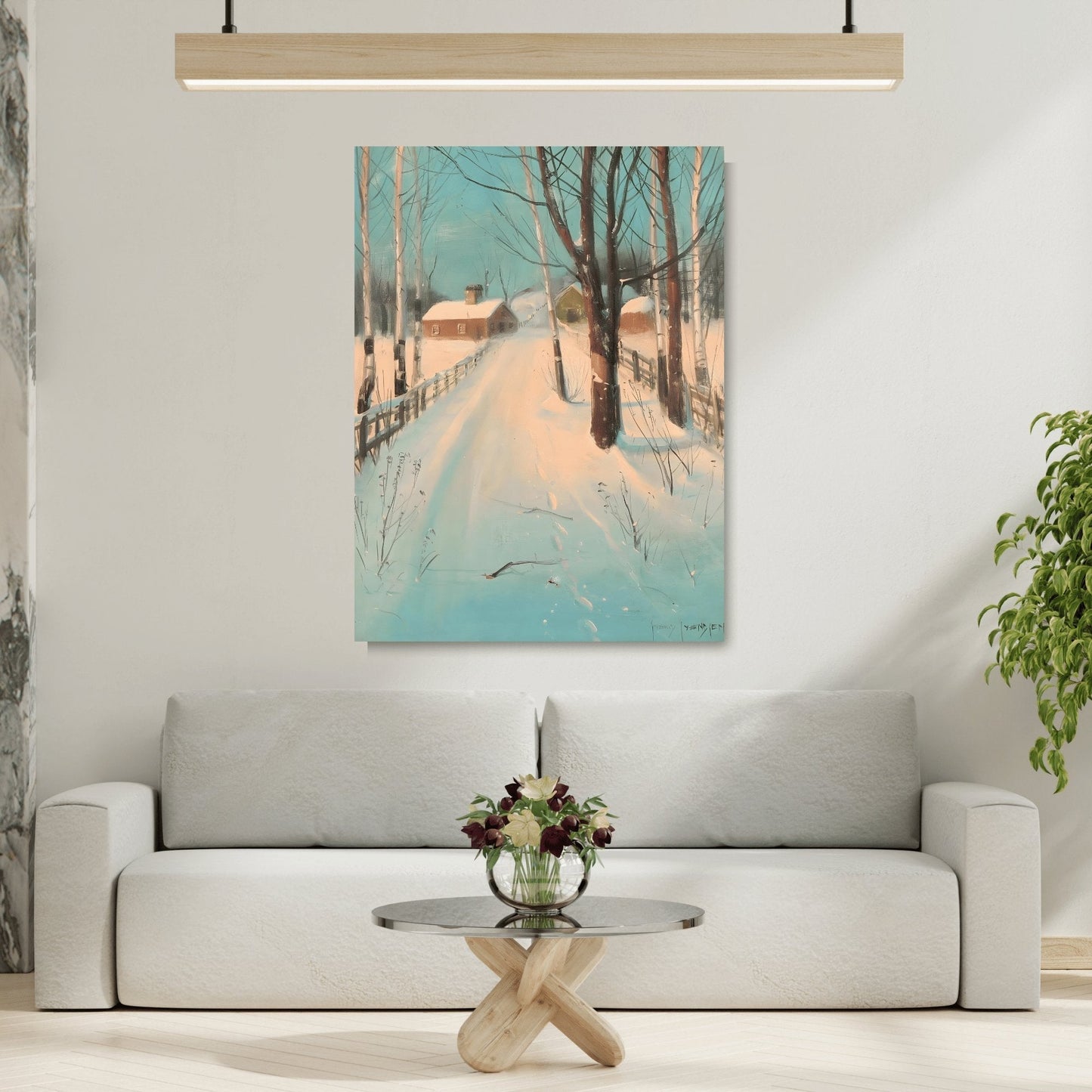 Svend Svendsen Birch Lined Road Winter - Canvas Art Reproduction