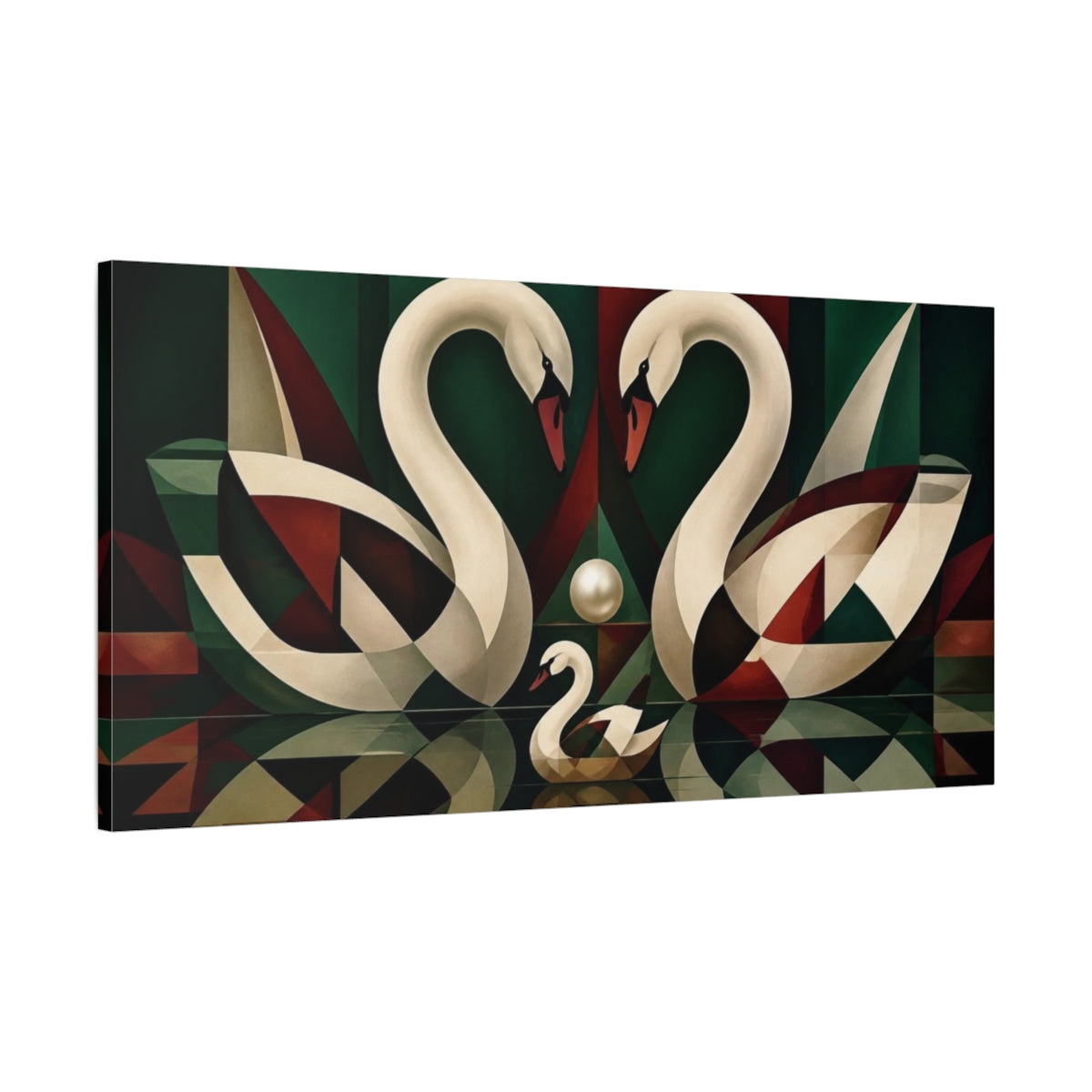Main Mockup. Swan Reflection Illusion shown as canvas print