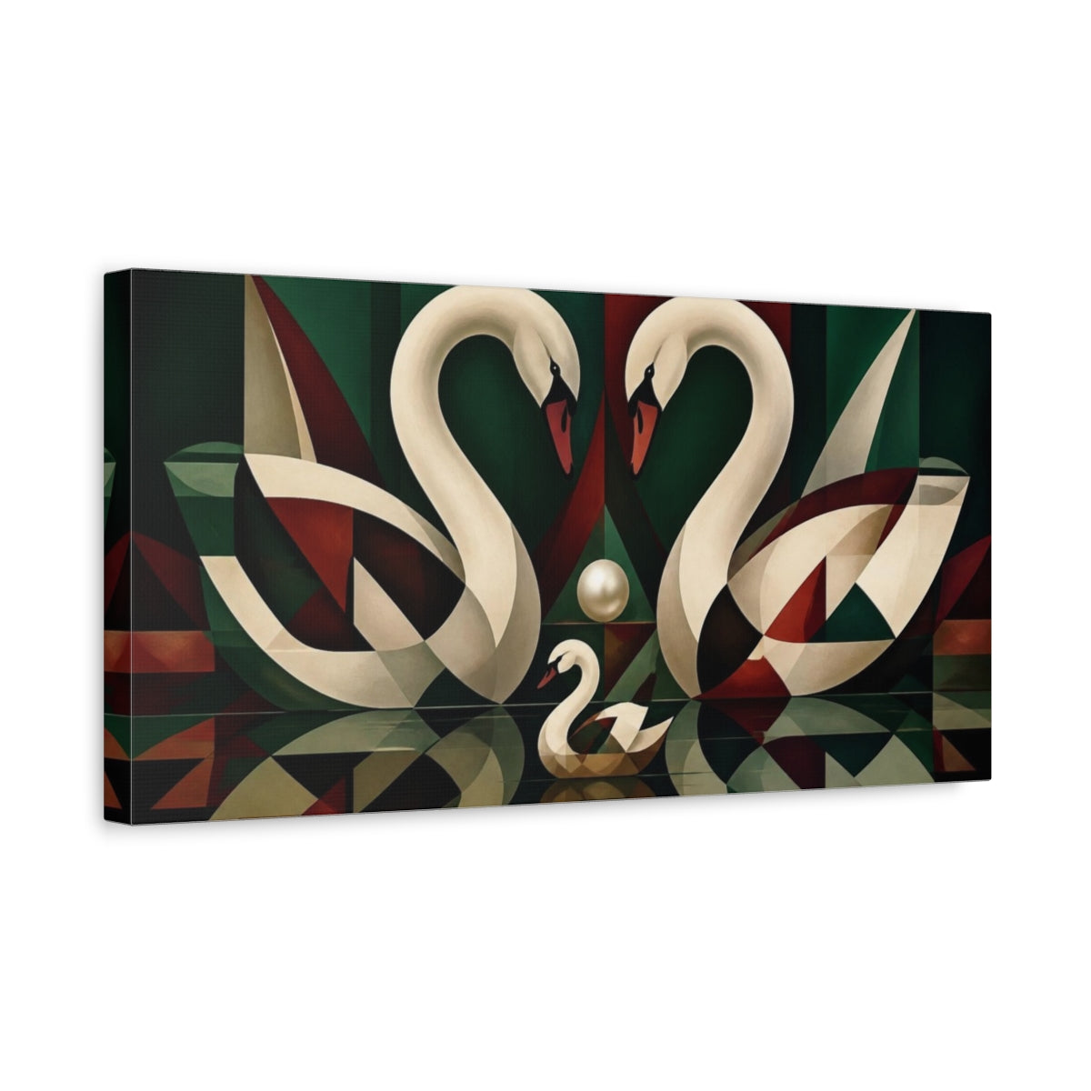 Side Mockup 3. Swan Reflection Illusion shown as canvas print