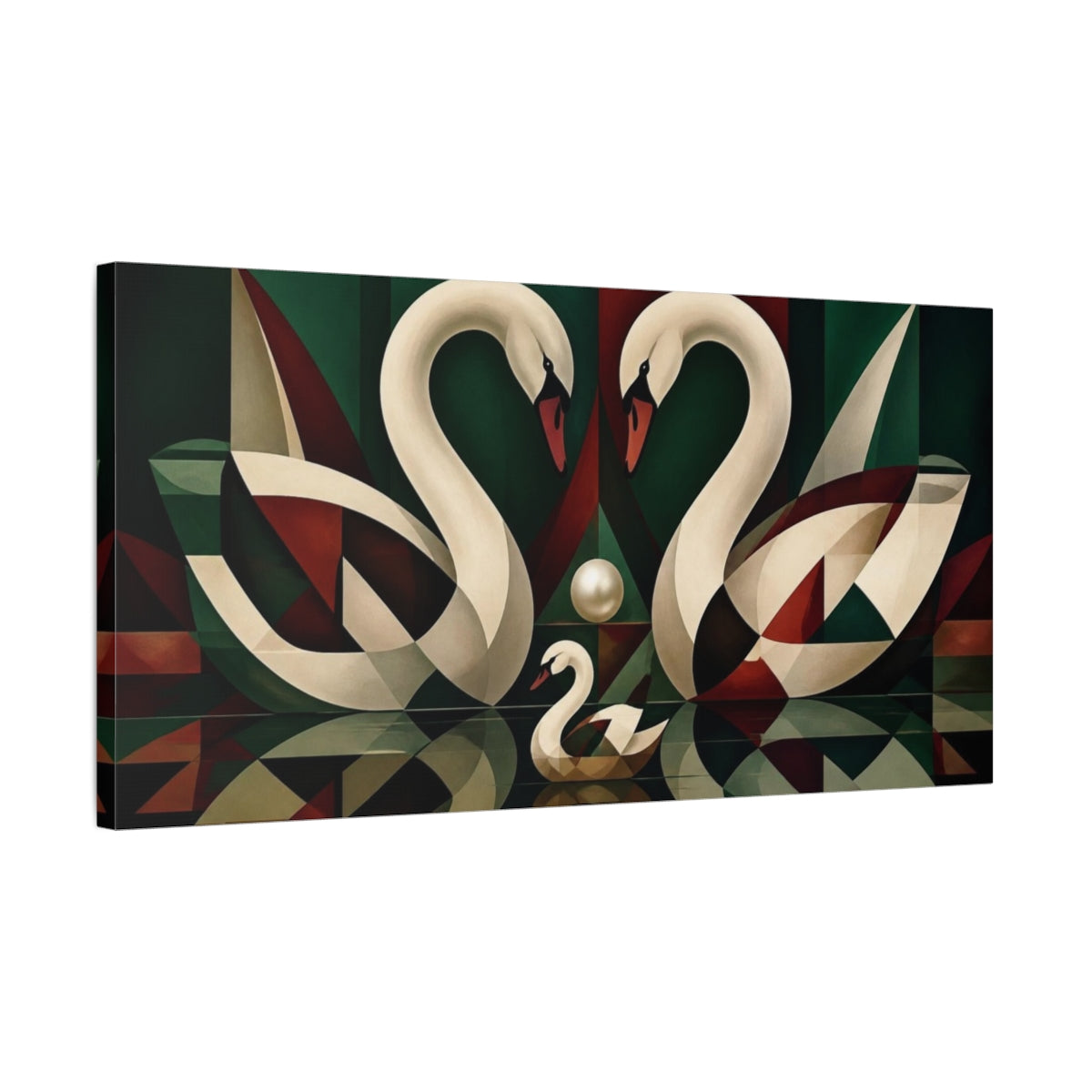 Side Mockup 1. Swan Reflection Illusion shown as canvas print