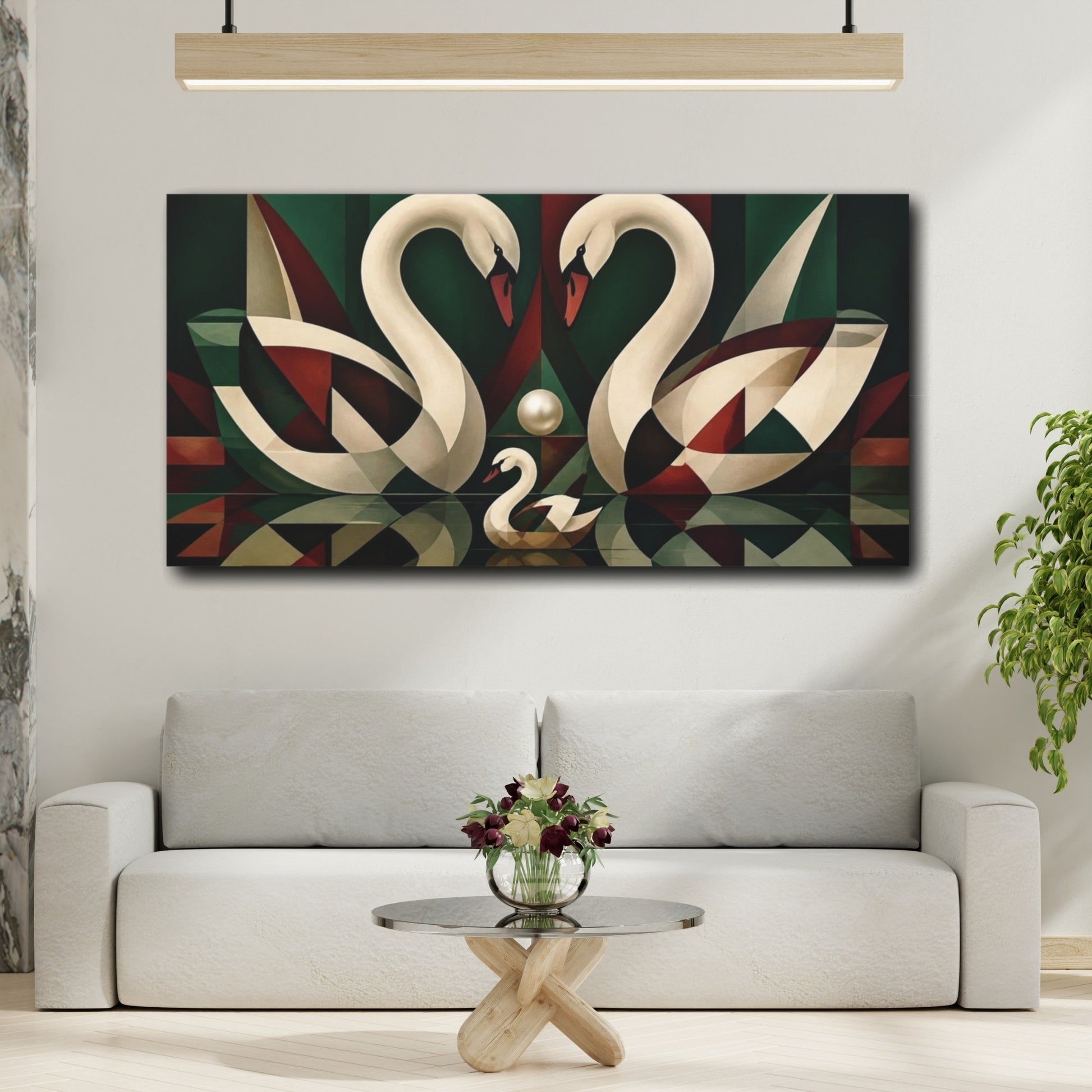 Mockup 2. Swan Reflection Illusion shown as canvas print
