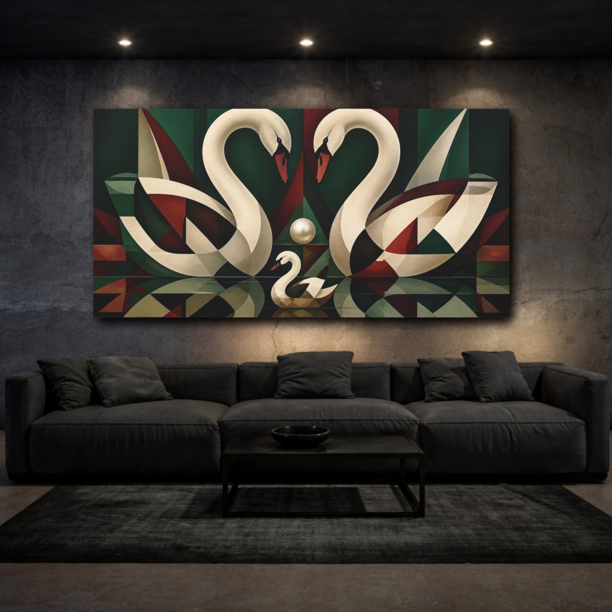 Mockup 3. Swan Reflection Illusion shown as canvas print