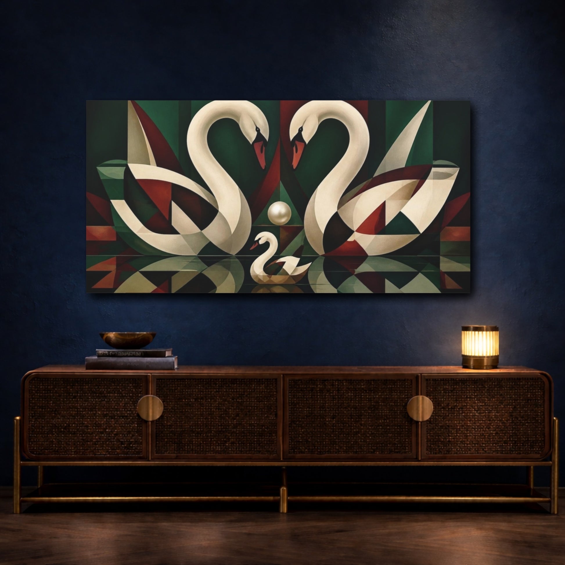 Mockup 4. Swan Reflection Illusion shown as canvas print
