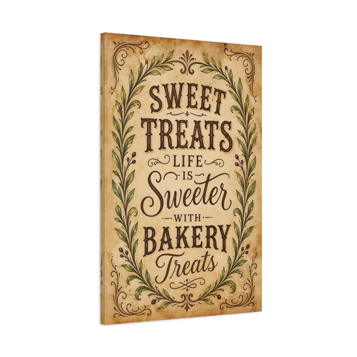 Main Mockup. Sweet Treats Bakery Quote shown as canvas print
