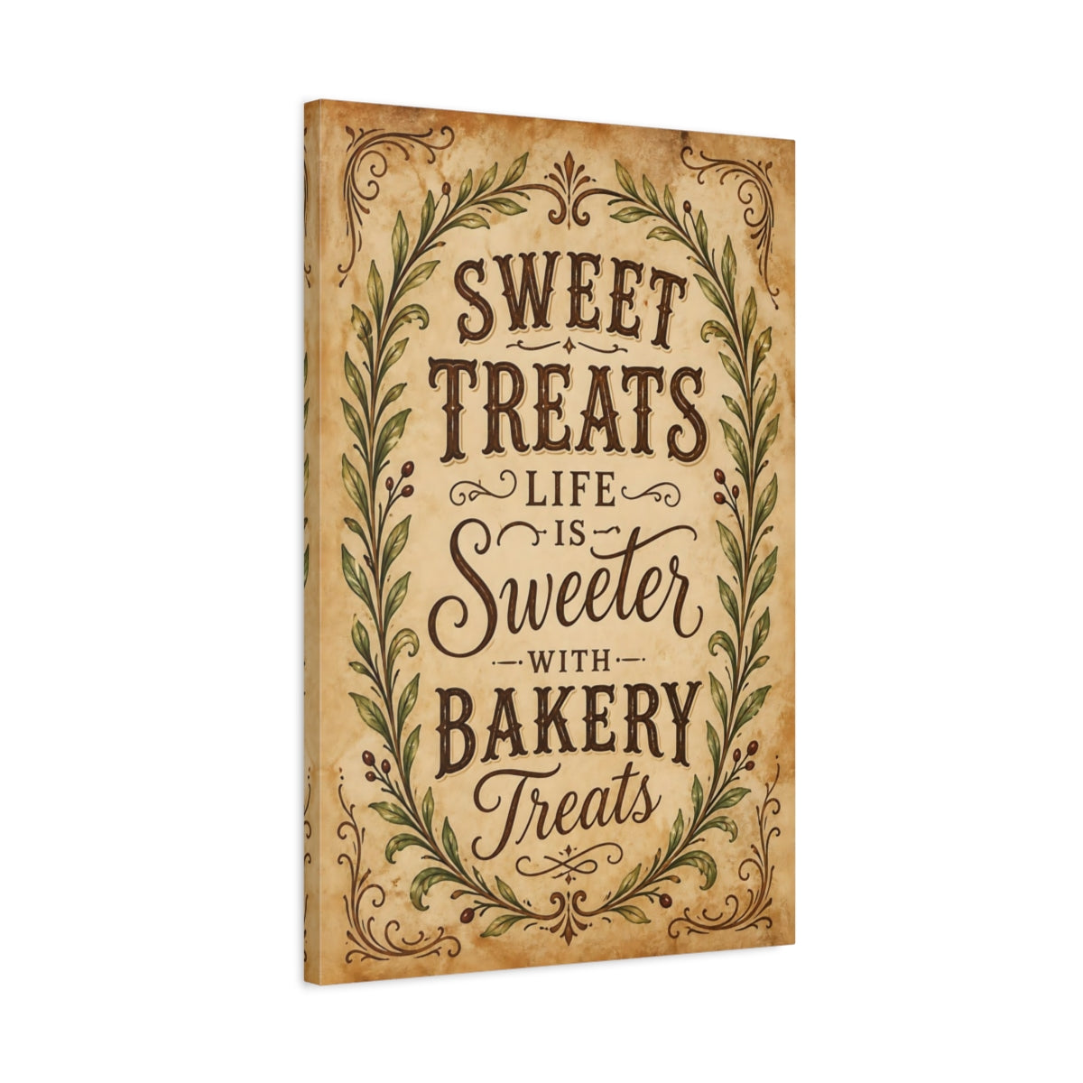 Side Mockup 2. Sweet Treats Bakery Quote shown as canvas print