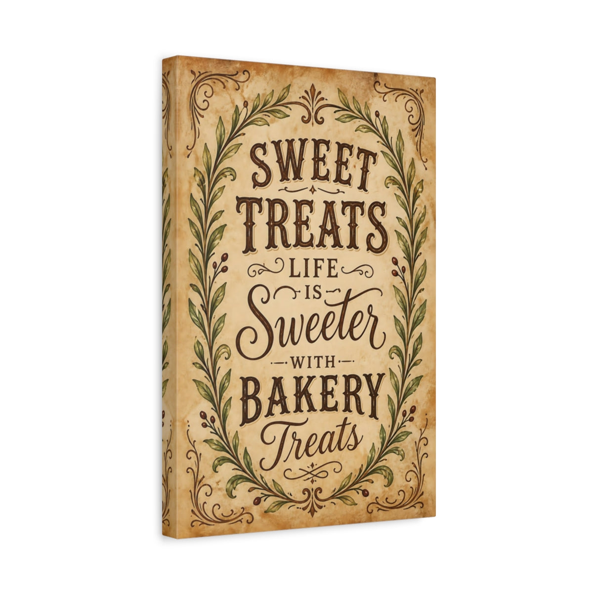 Side Mockup 4. Sweet Treats Bakery Quote shown as canvas print