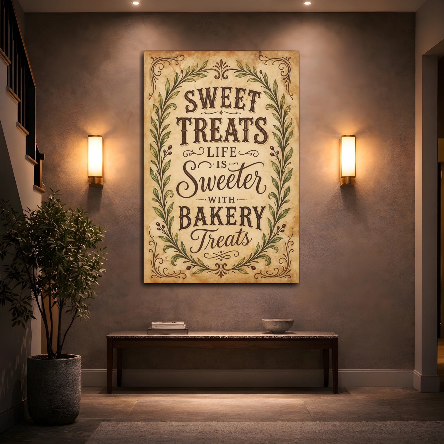 Mockup 2. Sweet Treats Bakery Quote shown as canvas print