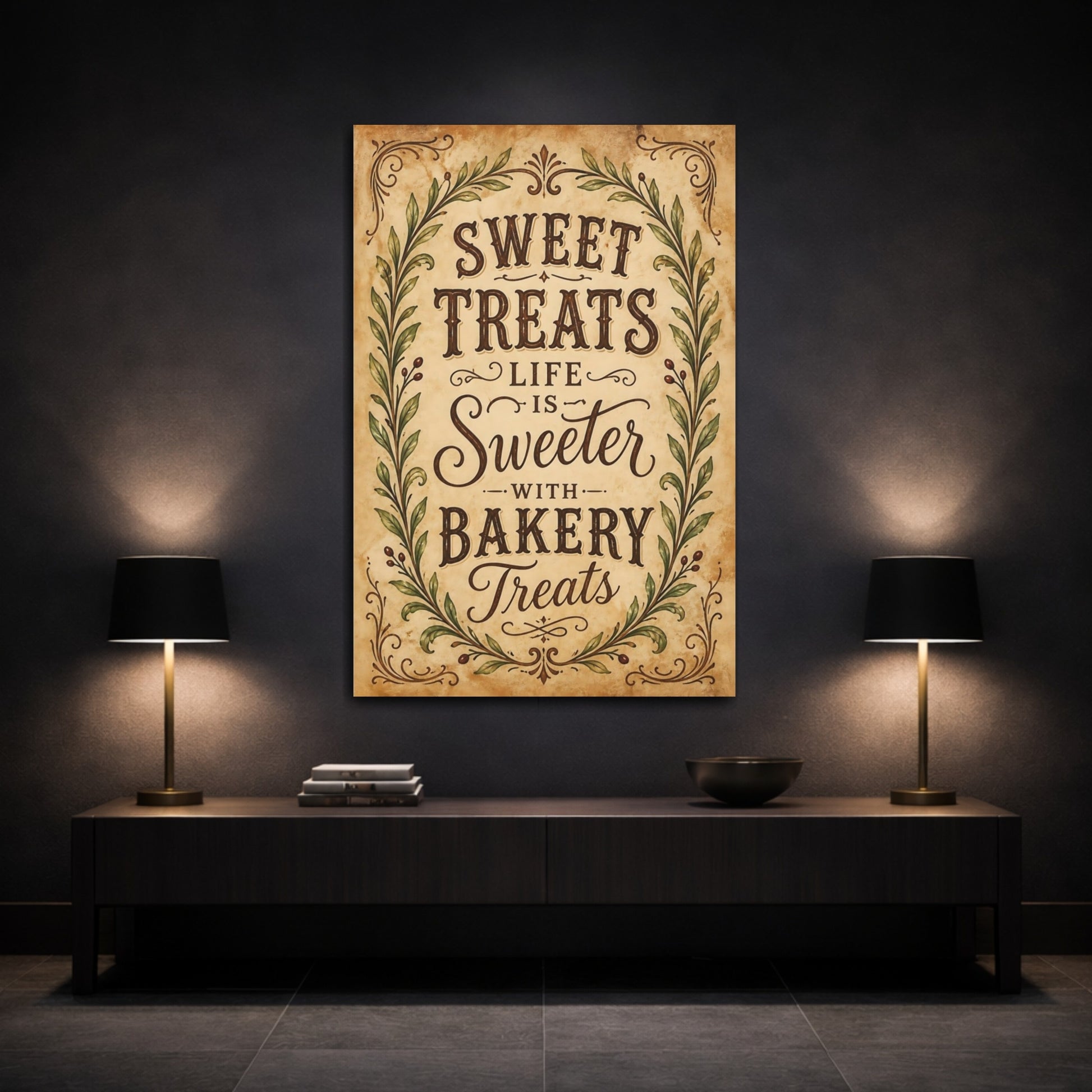 Mockup 3. Sweet Treats Bakery Quote shown as canvas print