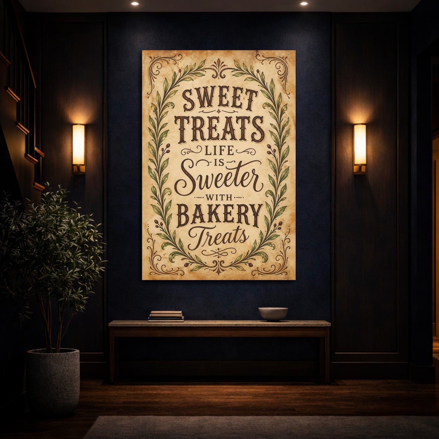 Mockup 4. Sweet Treats Bakery Quote shown as canvas print