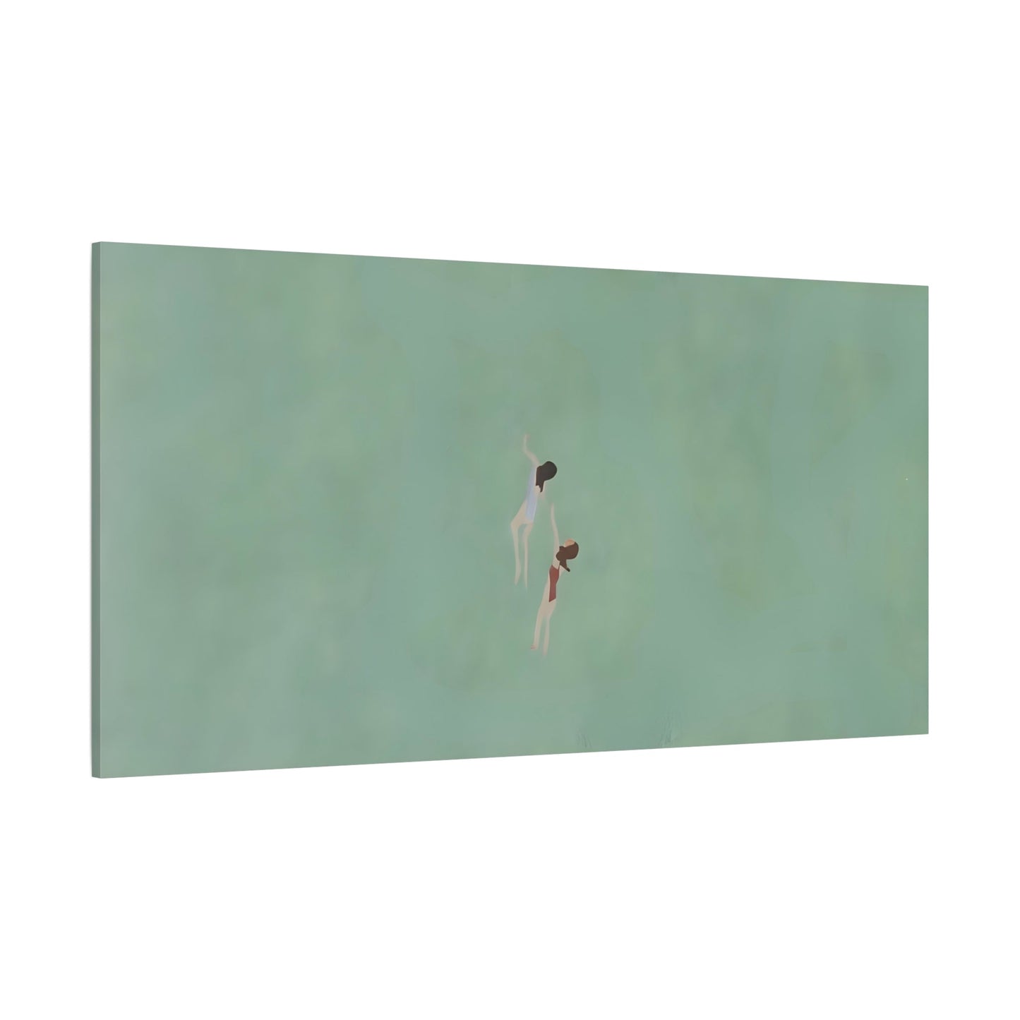 Swiming into the Green Sea Canvas - Vintage Retro Minimalist Wall art - YesArtYes